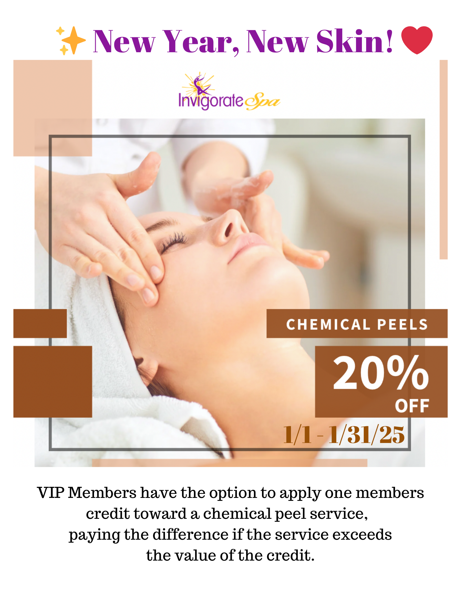 VIP Members have the exclusive option to apply one members credit toward a chemical peel servic, simply paying the difference if the service exceeds the value of the credit..png